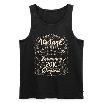 Vintage Né(e) en Février 2010 anniversaire février - Débardeur bio Premium Homme - noir - Devant - Michal (187cm)