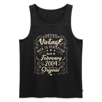 Vintage Né(e) en Février 2004 anniversaire février - Débardeur bio Premium Homme - noir - Devant - Michal (187cm)
