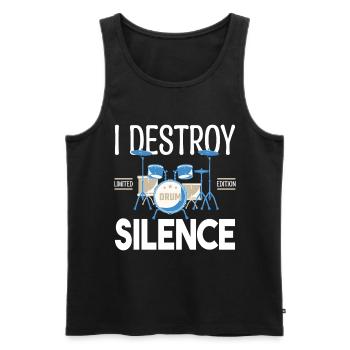 Ich zerstöre das Schweigen. Geschenkschlagzeuger, Geschenkmusiker - Männer Premium Bio Tank Top - Schwarz - Vorne - Michal (187cm)