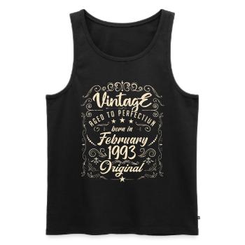 Vintage Né(e) en Février 1993 anniversaire février - Débardeur bio Premium Homme - noir - Devant - Michal (187cm)