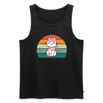 Chat Chaton Chat Maman Chat Papa Maîtresse Chat - Débardeur bio Premium Homme - noir - Devant - Michal (187cm)