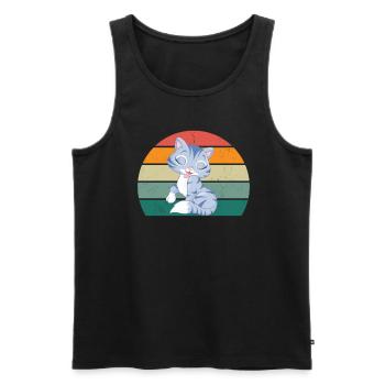 Cat Kätzchen Katzenmama Katzenpapa Frauchen Katze - Männer Premium Bio Tank Top - Schwarz - Vorne - AI Model Male 178 light (178cm)