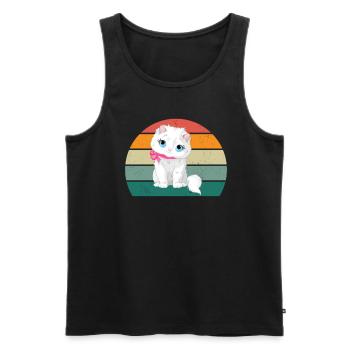 Cat Kätzchen Katzenmama Katzenpapa Frauchen Katze - Männer Premium Bio Tank Top - Schwarz - Vorne - AI Model Male 178 light (178cm)