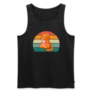 Cat Kätzchen Katzenmama Katzenpapa Frauchen Katze - Männer Premium Bio Tank Top - Schwarz - Vorne - AI Model Male 178 light (178cm)