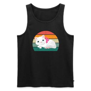 Cat Kätzchen Katzenmama Katzenpapa Frauchen Katze - Männer Premium Bio Tank Top - Schwarz - Vorne - AI Model Male 178 light (178cm)