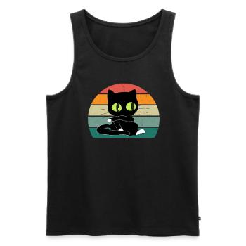 Cat Kätzchen Katzenmama Katzenpapa Frauchen Katze - Männer Premium Bio Tank Top - Schwarz - Vorne - AI Model Male 178 light (178cm)