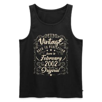 Vintage Né(e) en Février 2002 anniversaire février - Débardeur bio Premium Homme - noir - Devant - AI Model Male 178 light (178cm)