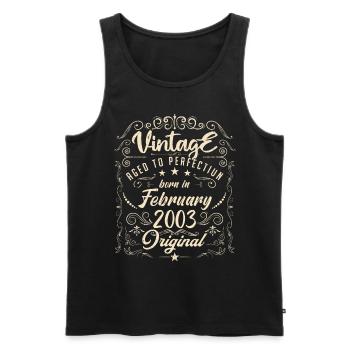 Vintage Né(e) en Février 2003 anniversaire février - Débardeur bio Premium Homme - noir - Devant - Michal (187cm)