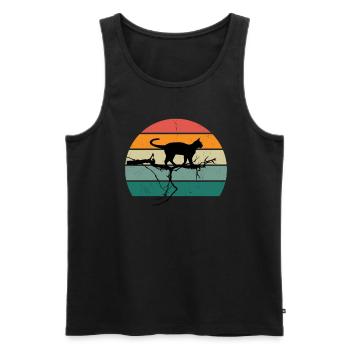 Cat Kätzchen Katzenmama Katzenpapa Frauchen Katze - Männer Premium Bio Tank Top - Schwarz - Vorne - AI Model Male 178 light (178cm)