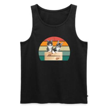 Cat Kätzchen Katzenmama Katzenpapa Frauchen Katze - Männer Premium Bio Tank Top - Schwarz - Vorne - AI Model Male 178 light (178cm)