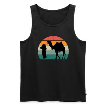 Camels Camel Desert Arabia Dromedary Camel - Men's Premium Organic Tank Top - black - Front - AI Model Male 178 light (178cm)