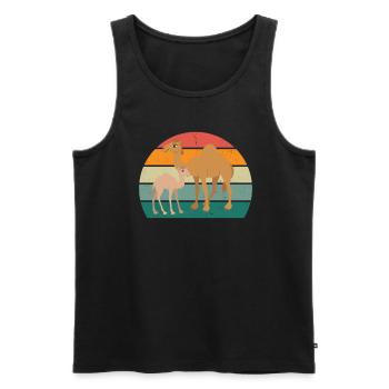 Camels Camel Desert Arabia Dromedary Camel - Men's Premium Organic Tank Top - black - Front - AI Model Male 178 light (178cm)