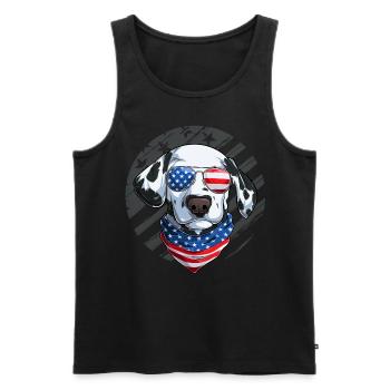 Amoureux patriotique des chiens dalmates 4 juillet - Débardeur bio Premium Homme - noir - Devant - AI Model Male 178 light (178cm)