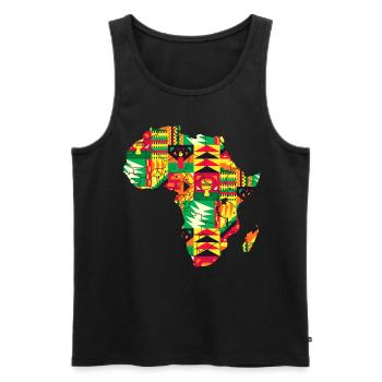 Traditionelle Afrika Karte Kunst Schwarz Afro - Männer Premium Bio Tank Top - Schwarz - Vorne - Michal (187cm)