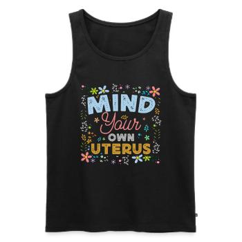 Utérus Flowers Autonomisation féministe - Débardeur bio Premium Homme - noir - Devant - AI Model Male 178 light (178cm)