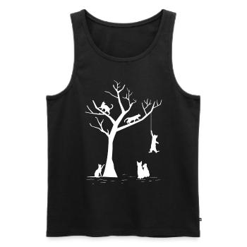 Chats ludiques Arbre Félin Chatons mignons - Débardeur bio Premium Homme - noir - Devant - AI Model Male 178 light (178cm)