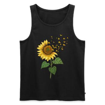 Sonnenblumen Vögel Niedlich Floral - Männer Premium Bio Tank Top - Schwarz - Vorne - Michal (187cm)