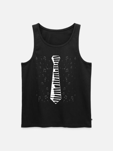 Keyboard Klavier Krawatte Musiknoten Pianist - Männer Premium Bio Tank Top - Schwarz