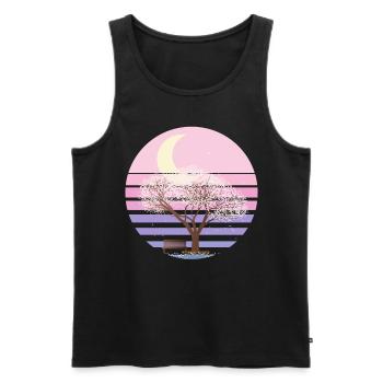 Kirschblüte Japanisch Pastell Goth Moon - Männer Premium Bio Tank Top - Schwarz - Vorne - AI Model Male 178 light (178cm)