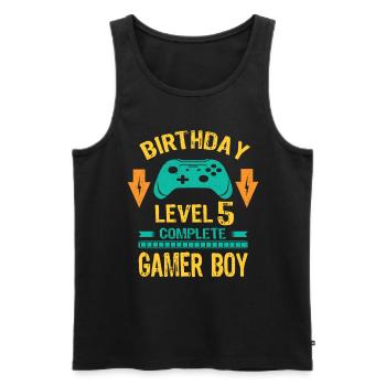 Cinq 5 ans BDay Son Garçon Drôle de Joueur 5ème 5 ans - Débardeur bio Premium Homme - noir - Devant - Michal (187cm)
