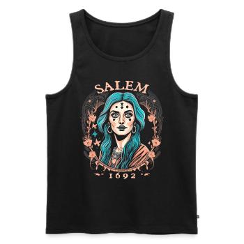 Salem 1692 - Men's Premium Organic Tank Top - black - Front - AI Model Male 178 light (178cm)