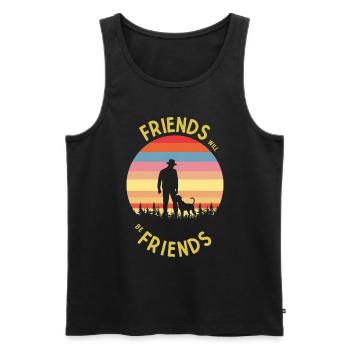 Les amis seront les amis du chien et du maître - Débardeur bio Premium Homme - noir - Devant - AI Model Male 178 light (178cm)
