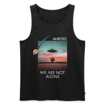 Ufo we are not alone Fake Ufo with Angel Funny - Men's Premium Organic Tank Top - black - Front - AI Model Male 178 light (178cm)