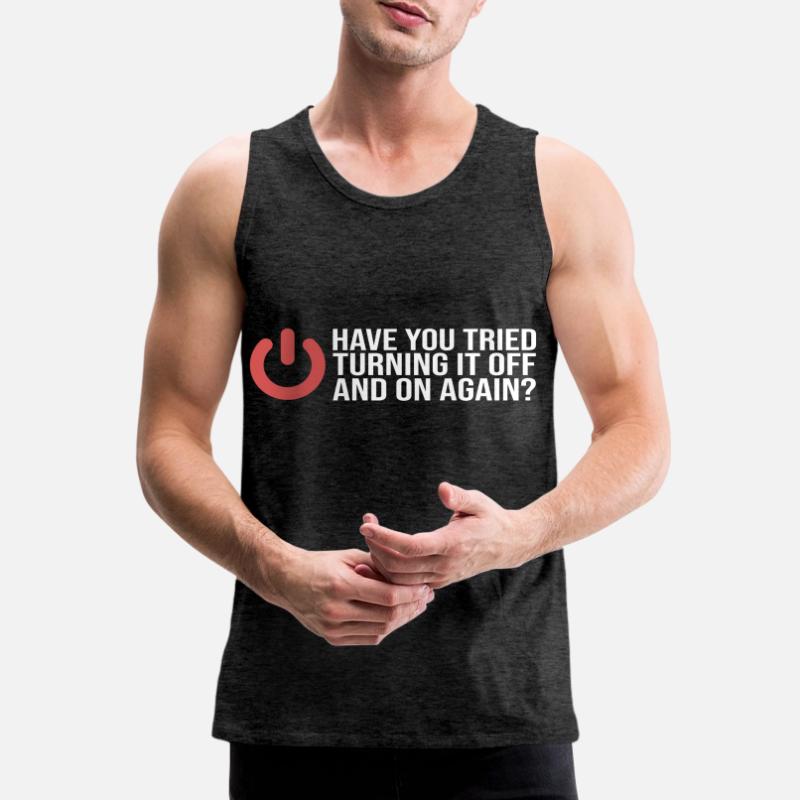 Programmer turn it off and on Coder Informatiker Männer Premium Bio Tank Top