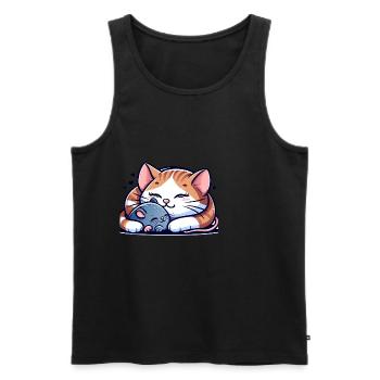 Câlin Chat Et Souris Amoureux - Débardeur bio Premium Homme - noir - Devant - AI Model Male 178 light (178cm)