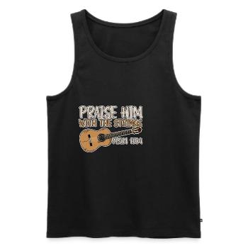 Praise Him With The Strings 2 - Men's Premium Organic Tank Top - black - Front - AI Model Male 178 light (178cm)
