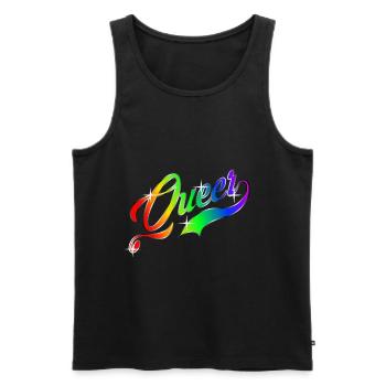 Queer LGBT Rainbow Gay Pride CSD - Men's Premium Organic Tank Top - black - Front - Michal (187cm)