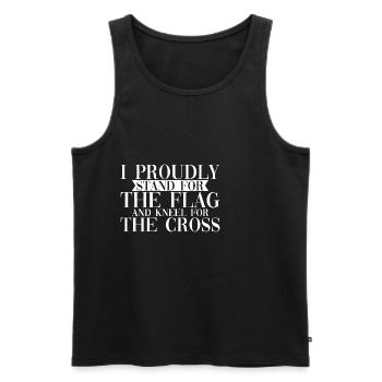 Je me tiens fièrement pour le drapeau agenouillé pour la croix 2 - Débardeur bio Premium Homme - noir - Devant - Michal (187cm)