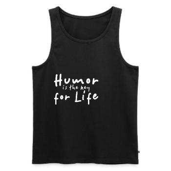 Humor Is The Key For Life - Men's Premium Organic Tank Top - black - Front - AI Model Male 178 light (178cm)