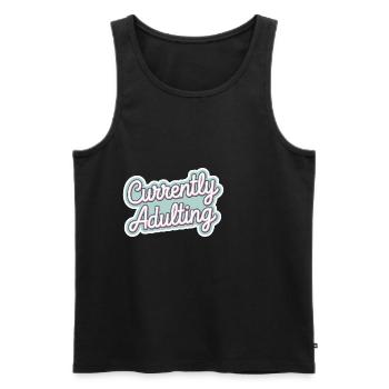 Currently Adulting 7 - Männer Premium Bio Tank Top - Schwarz - Vorne - AI Model Male 178 light (178cm)