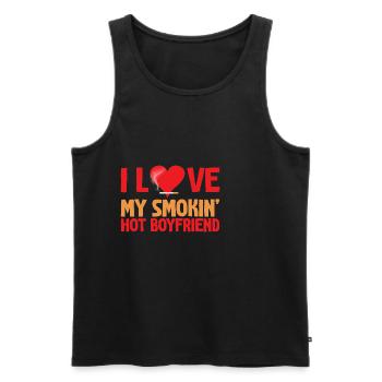 I Love My Smokin' Hot Boyfriend 4 - Männer Premium Bio Tank Top - Schwarz - Vorne - AI Model Male 178 light (178cm)