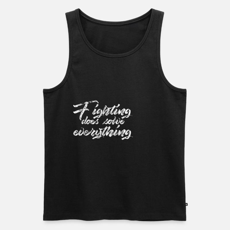 Fighting Does Solve Everything 3 - Männer Premium Bio Tank Top - Schwarz