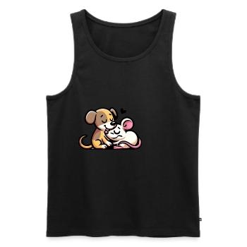 Câlin Chien Et Souris Amoureux - Débardeur bio Premium Homme - noir - Devant - AI Model Male 178 light (178cm)