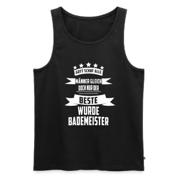 BADEMEISTER - Männer Premium Bio Tank Top - Schwarz - Vorne - AI Model Male 178 light (178cm)