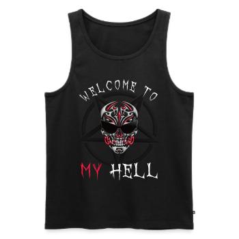 Bienvenue dans ma chemise Hell cool skull - Débardeur bio Premium Homme - noir - Devant - AI Model Male 178 light (178cm)