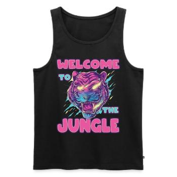 Tigre. Bienvenue dans la jungle - Débardeur bio Premium Homme - noir - Devant - Michal (187cm)