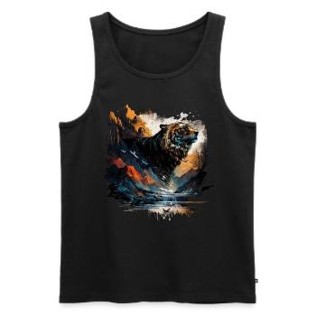 Motif Tigre Zoo Animaux Art Tête de Tigre Motif - Débardeur bio Premium Homme - noir - Devant - Michal (187cm)