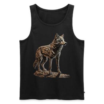 Wolf Tiermotiv Wölfe Geschenk Geburtstag Wald - Männer Premium Bio Tank Top - Schwarz - Vorne - AI Model Male 178 light (178cm)