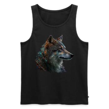 Wolf Tiermotiv Wölfe Geschenk Geburtstag Wald - Männer Premium Bio Tank Top - Schwarz - Vorne - AI Model Male 178 light (178cm)