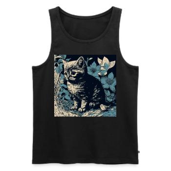 Katzenmotiv Geschenkidee Katze Fun Kunst Tier - Männer Premium Bio Tank Top - Schwarz - Vorne - AI Model Male 178 light (178cm)