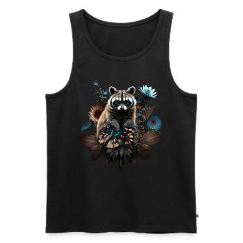 Waschbär Tiermotiv Waldtiere Wildtiere Lustig - Männer Premium Bio Tank Top - Schwarz - Vorne - Michal (187cm)