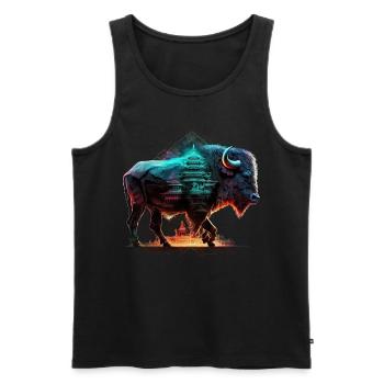 Bison Forest Wildlife Farmer Mountains Animal Animal Motif - Men's Premium Organic Tank Top - black - Front - AI Model Male 178 light (178cm)
