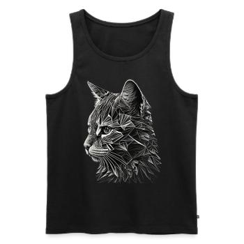 Chat Cadeau Femme Chat Motif Chats Animaux - Débardeur bio Premium Homme - noir - Devant - Michal (187cm)