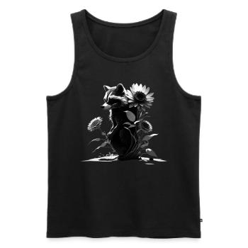 Waschbär Tiermotiv Geschenk Tier Wald Lustig - Männer Premium Bio Tank Top - Schwarz - Vorne - Michal (187cm)