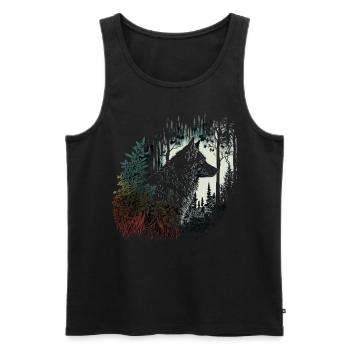 Wolf Tier Kunst Geschenk Tiermotiv - Männer Premium Bio Tank Top - Schwarz - Vorne - Michal (187cm)
