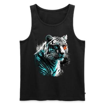 Motif Tigre Zoo Animaux Art Tête de Tigre Motif - Débardeur bio Premium Homme - noir - Devant - Michal (187cm)